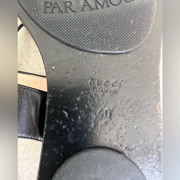Gucci Marmont GG Thong Sandals EU 40 US 10 Black Leather Flat Flip Flips - Picture 10 of 10